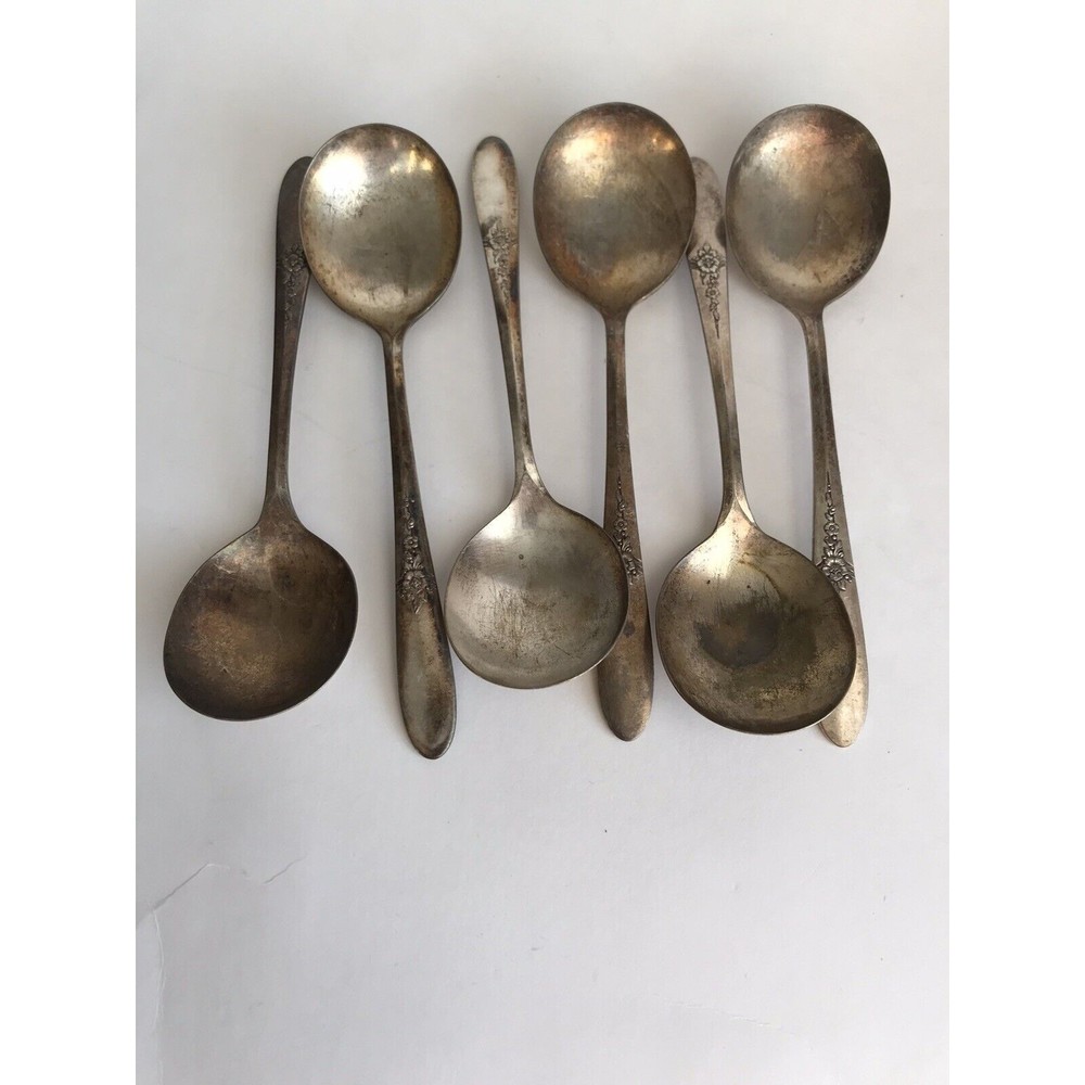 Set 6 Tudor Plate "Fantasy" Pattern Silverware soup spoon Oneida Community